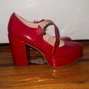 Red Platform Mary Jane Heels